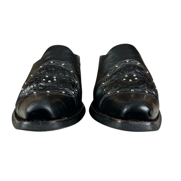Ariat Mules Women Size 9 B Black Leather Studded Medallion Western Slip On Shoes - Picture 5 of 12